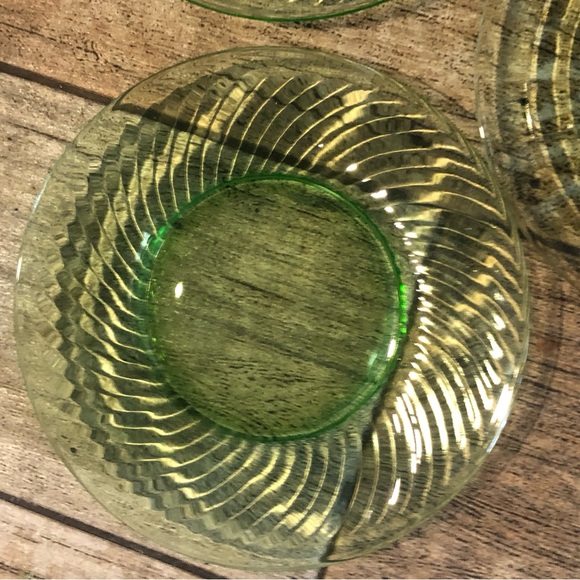 3 Vintage Vaseline Or Uranium Plates Depression Glass - Picture 4 of 6